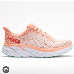 Hoka Women's Clifton 8 Athletic Shoes - Cantaloupe and Silver